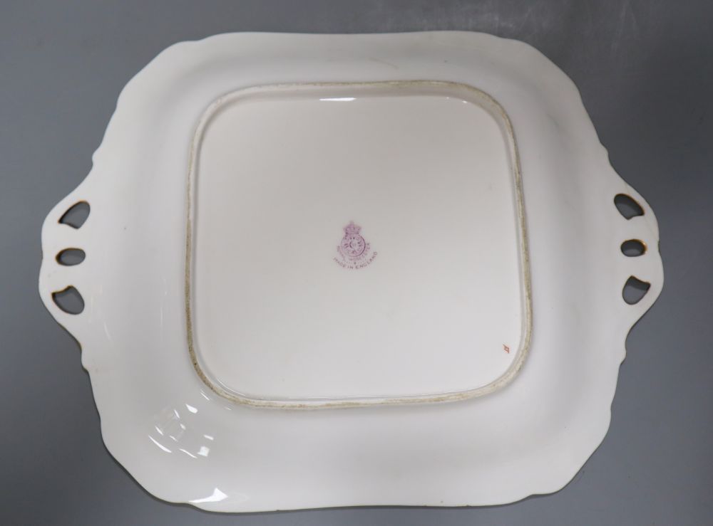 A Royal Worcester John Stinton Highland cattle plate, date code 1925, width 27cm and a Crown Devon vase similarly painted by W. Lamonby